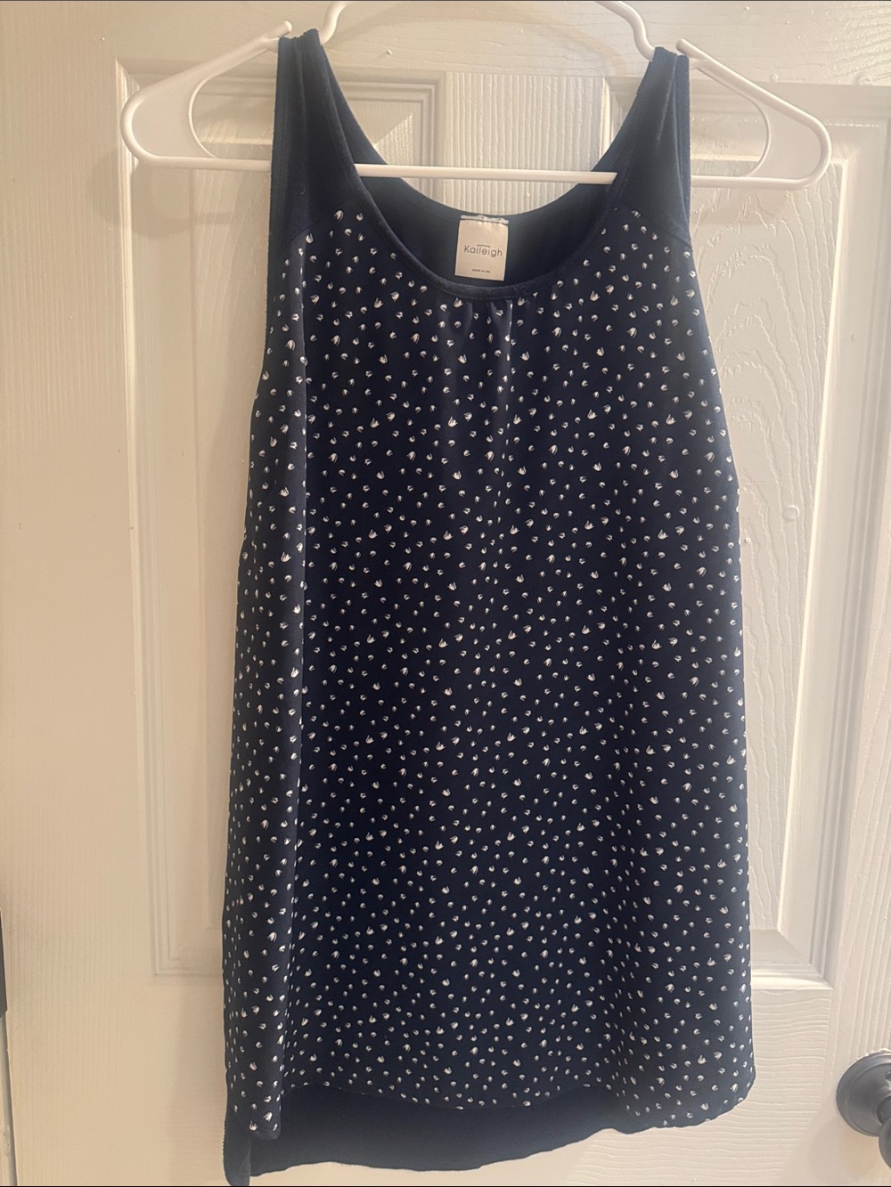 Kensie Navy Tank Top with White Dot Print